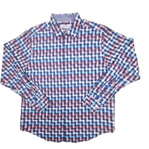 Tommy Bahama Mens Check Geometric Dress Shirt Island Zone Size Medium